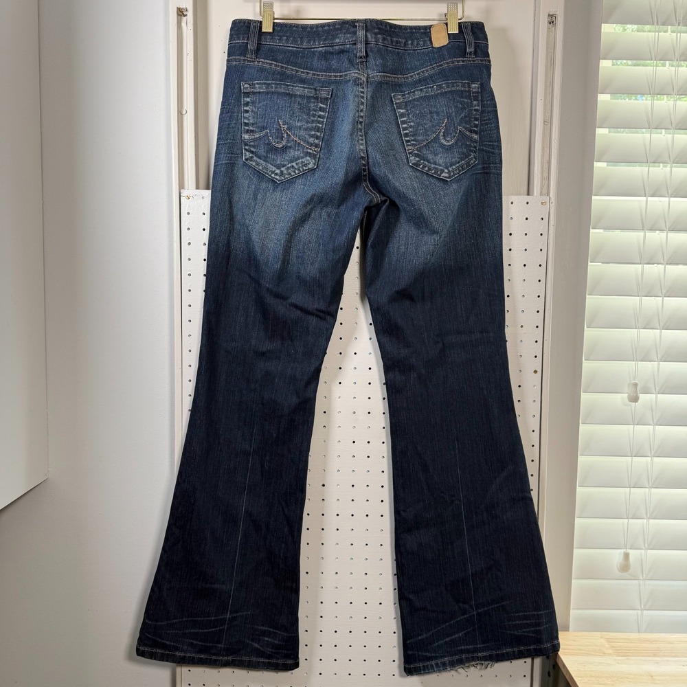 Maurices Molli Flare Jeans Women's Blue Denim Mid Rise Stretch Pockets - 9/10